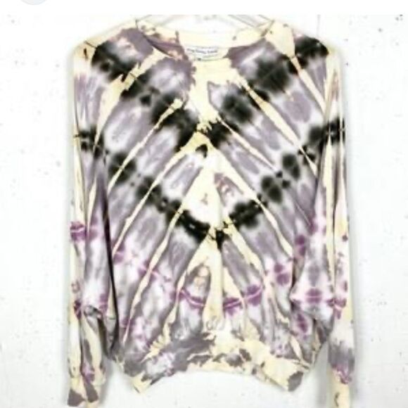 Young Fabulous & Broke Tops - Young Fabulous & Broke Cream and Purple Tie-Dye Sweatshirt batwing med